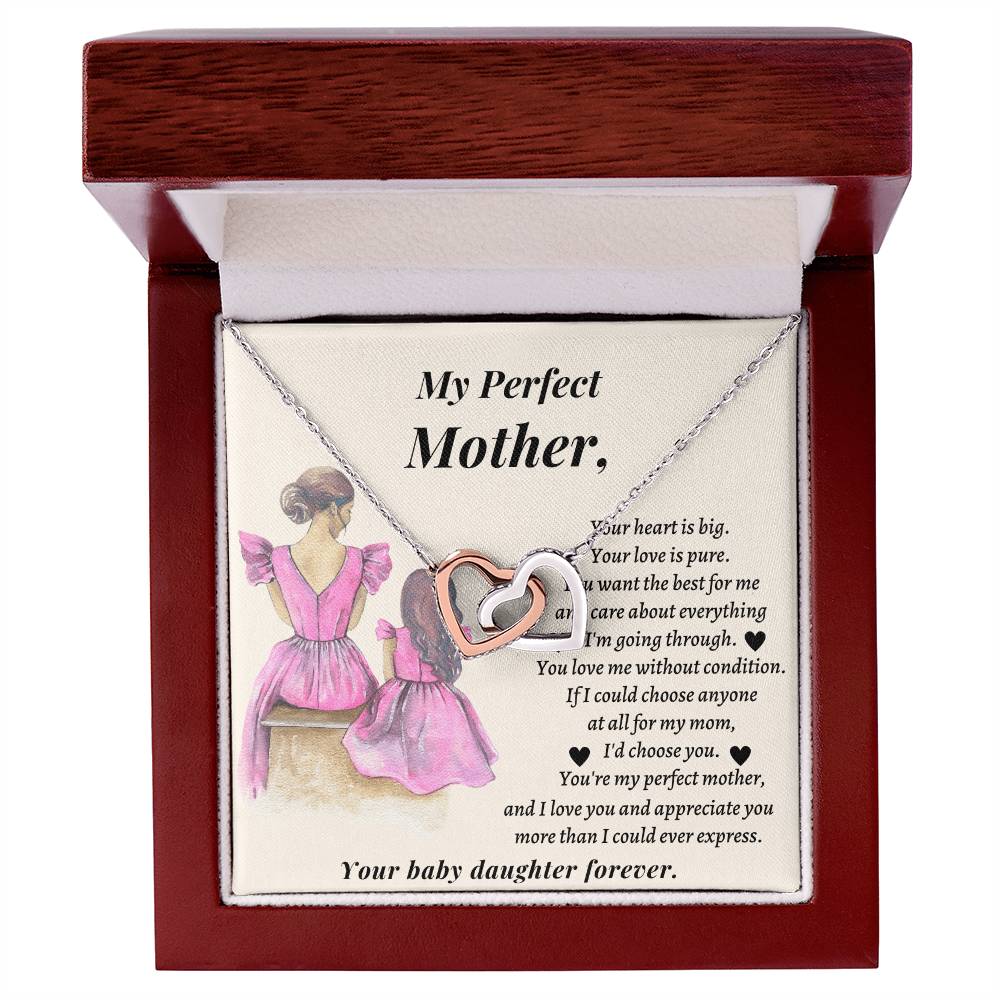 Wedding Gift For Mother - You'Re My Perfect Mother And I Love You And Appreciate You More Than I Could Ever Express Interlocking Hearts Necklace
