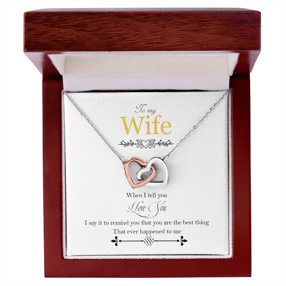 To My Wife - Love Card And Necklace Gbc Interlocking Hearts Necklace