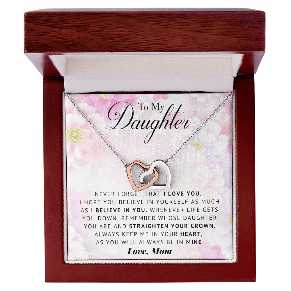 To My Daughter Interlocking Hearts Necklace