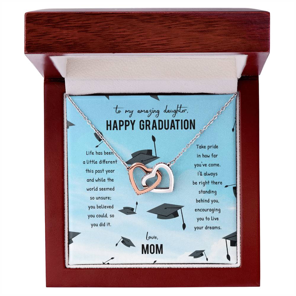 Graduation Gift For Daughter Single Pearl Necklace Personalized Graduation Jewelry For College Senior Graduation Graduation Gift For Her Interlocking Hearts Necklace