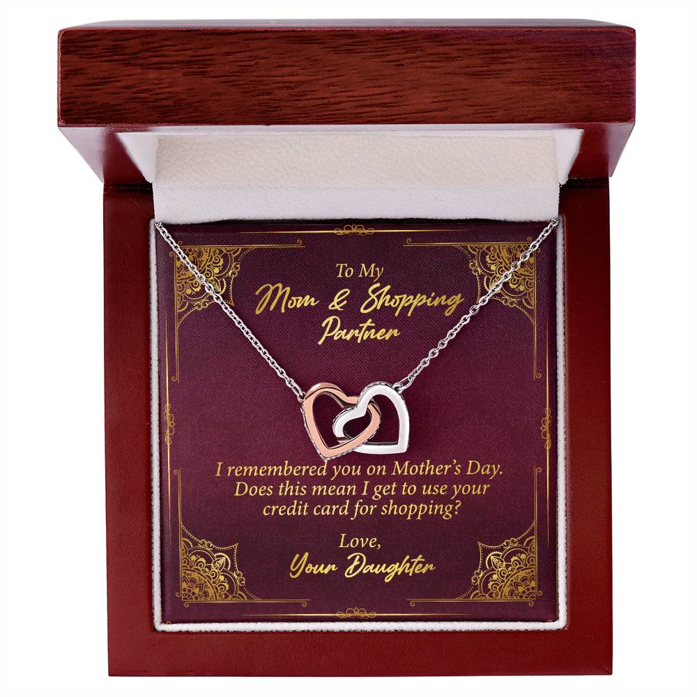 To My Mom And Shopping Partner Interlocking Hearts Necklace