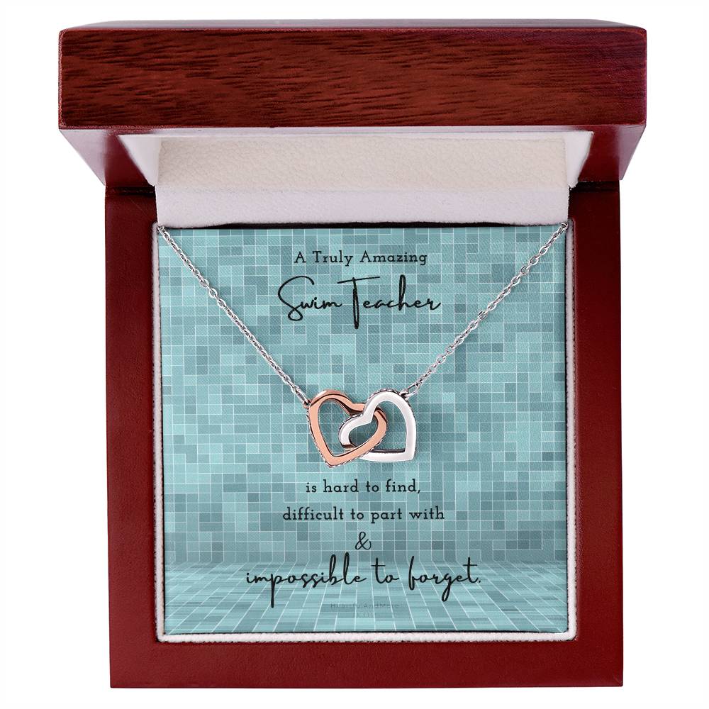 Gift For Swim Teacher Swim Teacher Appreciation Gift A Truly Amazing Swim Teacher Gift Interlocking Hearts Necklace
