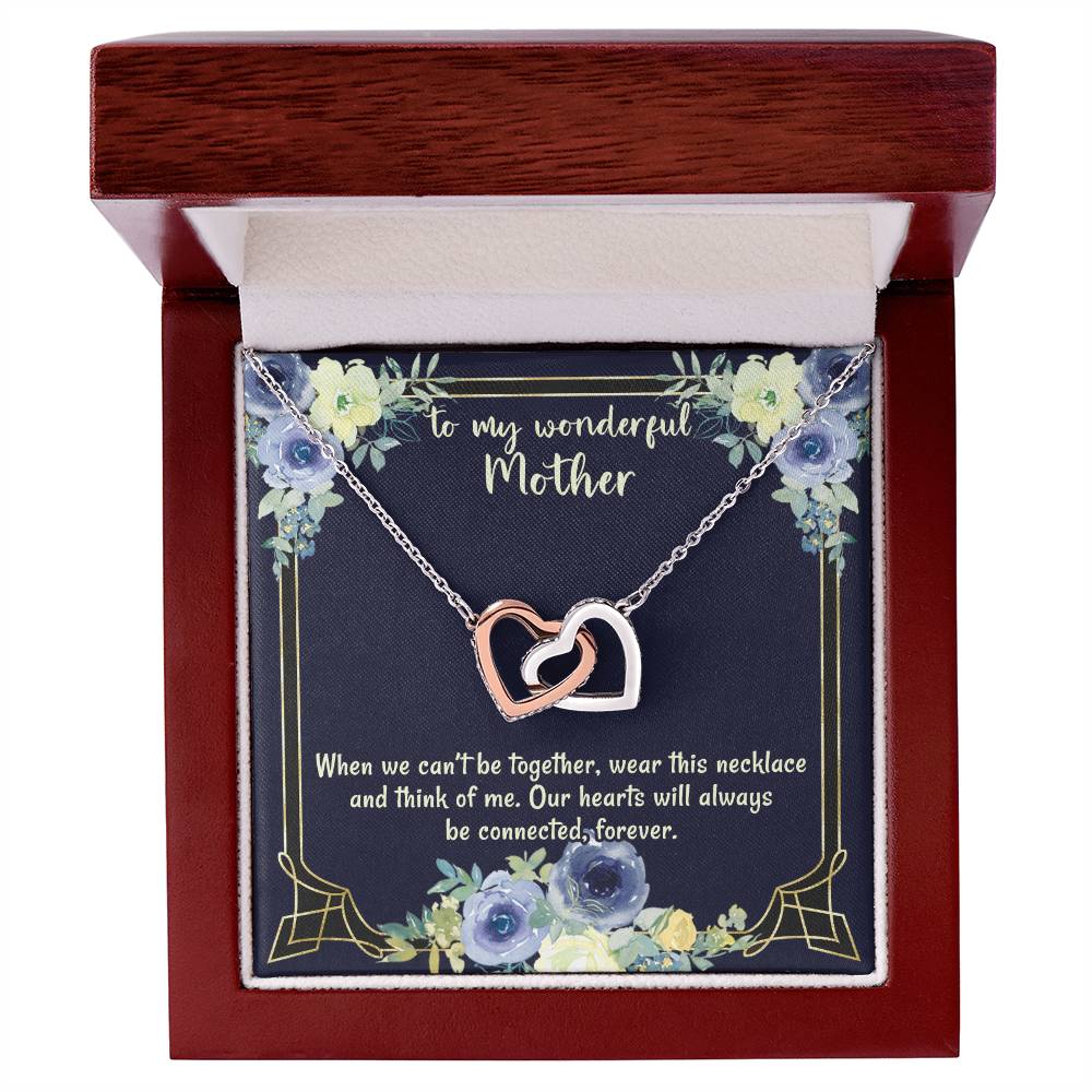 To My Wonderful Mother Our Hearts Will Always Be Connected Necklace Gift For Mom From Daughter Gift From Son Birthday Gift Mother'S Day Christmas Gift Celebration Interlocking Hearts Necklace