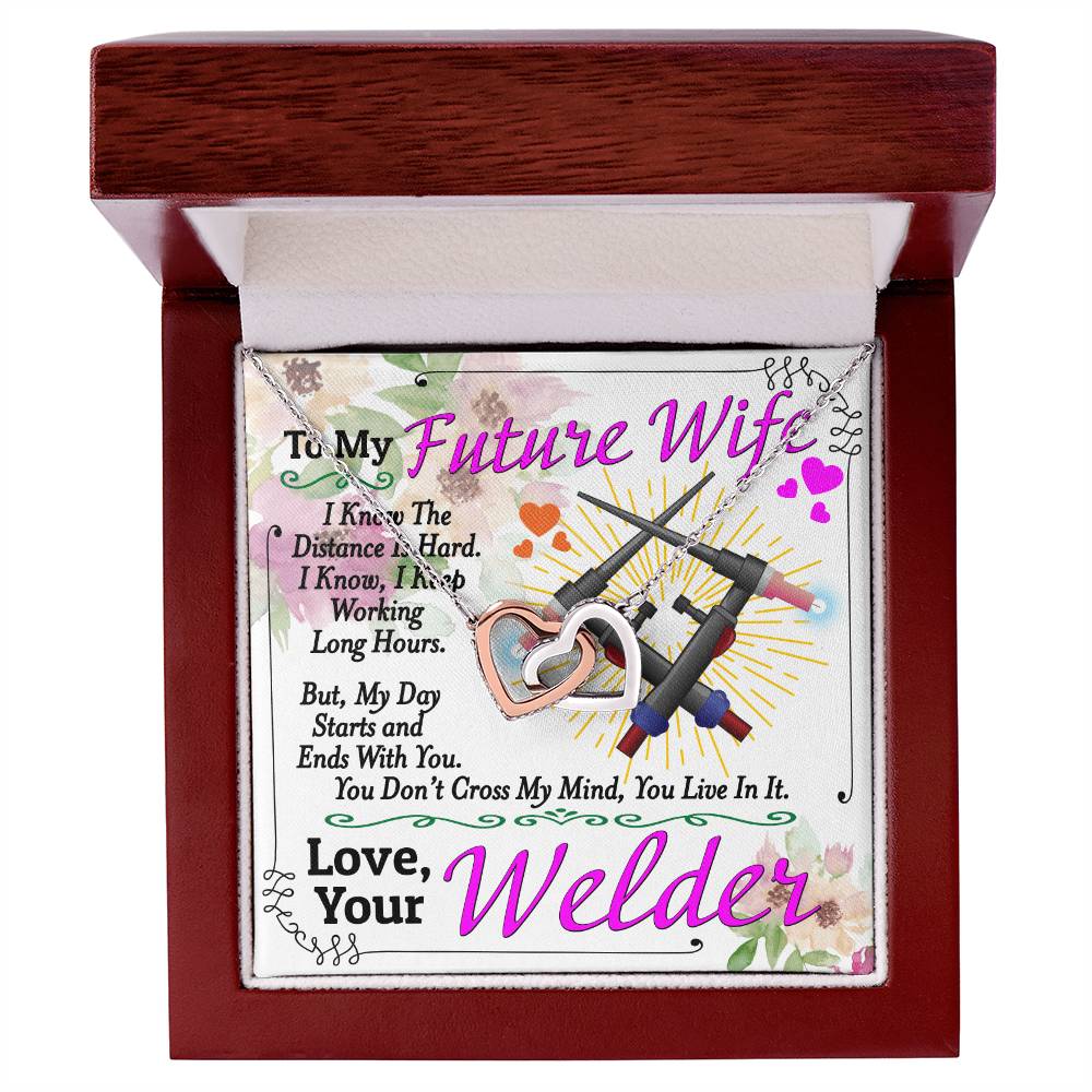 Welder'S Future Wife - Interlocking Heart Necklace Interlocking Hearts Necklace