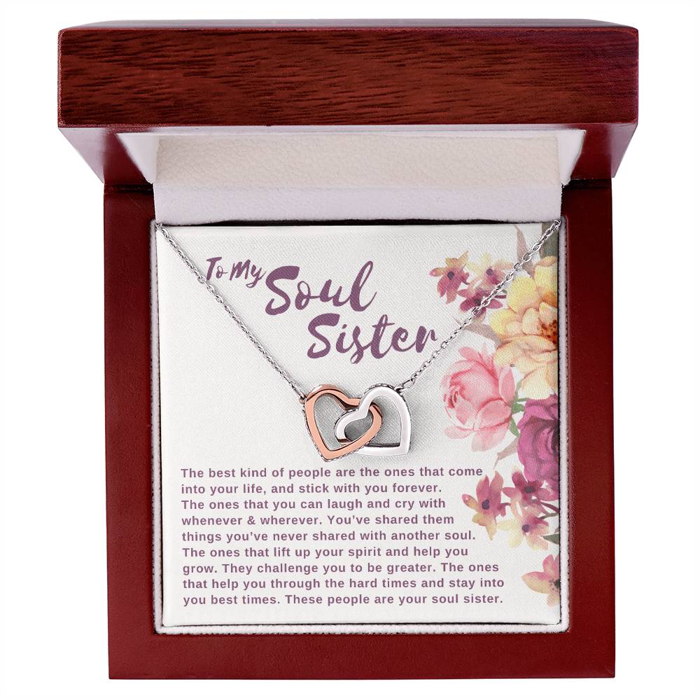 To My Soul Sister Joined Hearts Necklace Interlocking Hearts Necklace