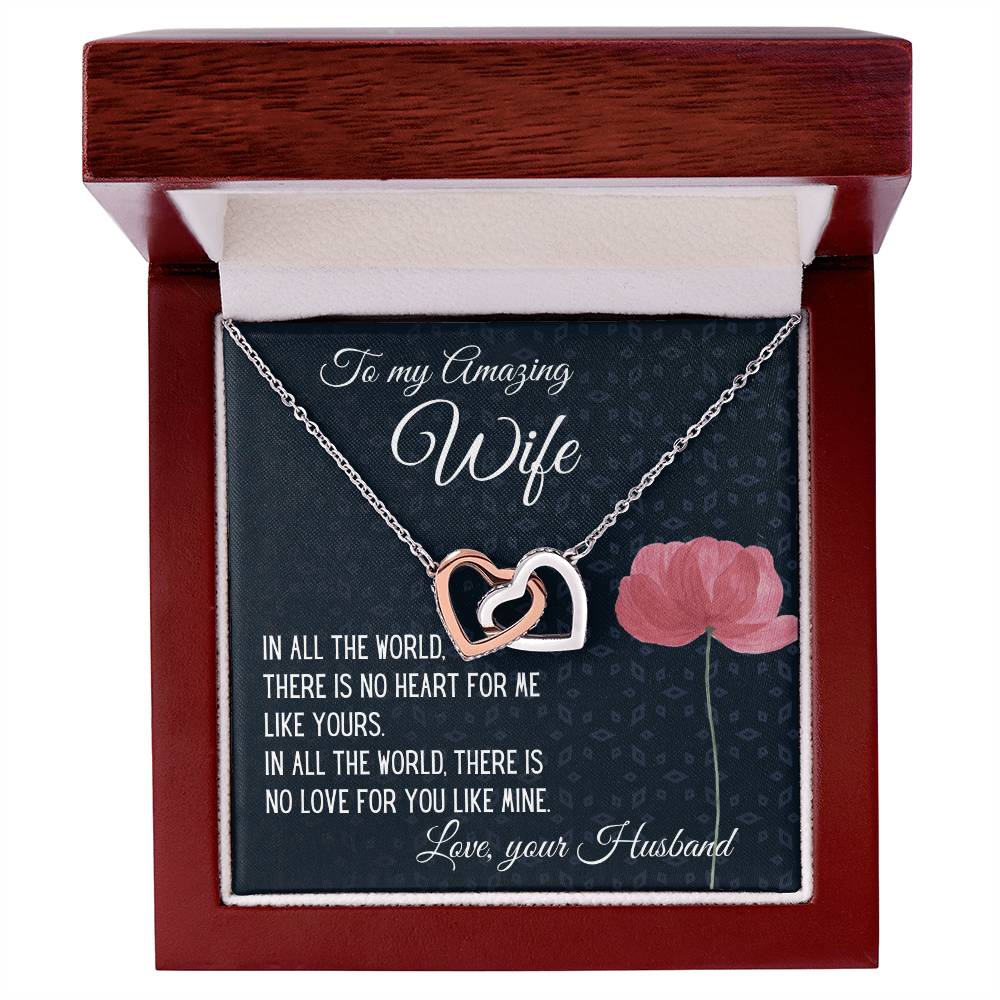 Gift For Wife There Is No Heart For Me Like Yours Interlocking Hearts Necklace B
