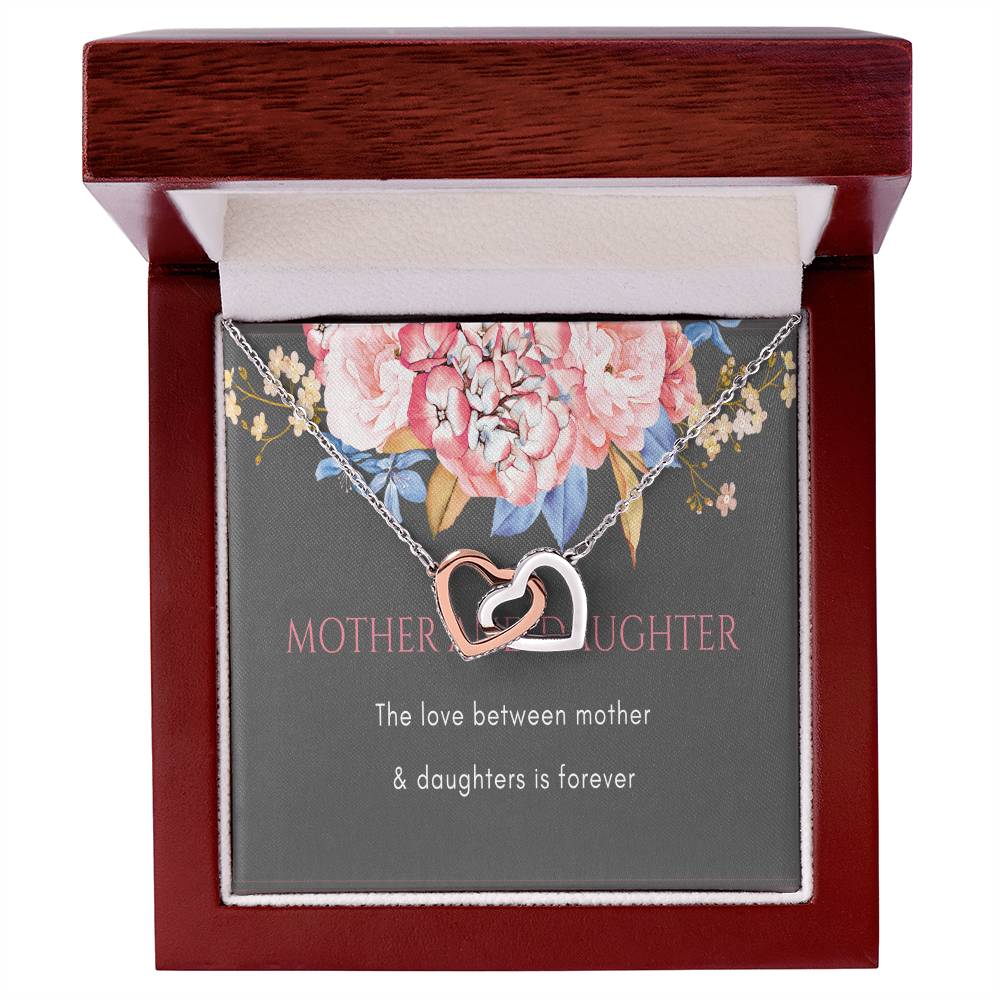 Mom 2 Daughters Necklace Mothers Day Jewelry Gift Interlocking Hearts Necklace