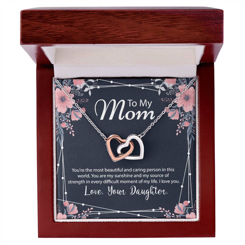 Beautiful Gift For Mom From Daughter Interlocking Hearts Necklace