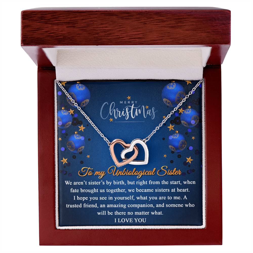 Merry Christmas To My Unbiological Sister Interlocked Hearts Necklace Interlocking Hearts Necklace
