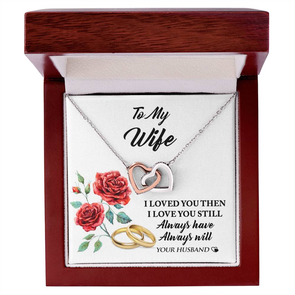 Perfect Gift For Wife! She Will Love It! Interlocking Hearts Necklace