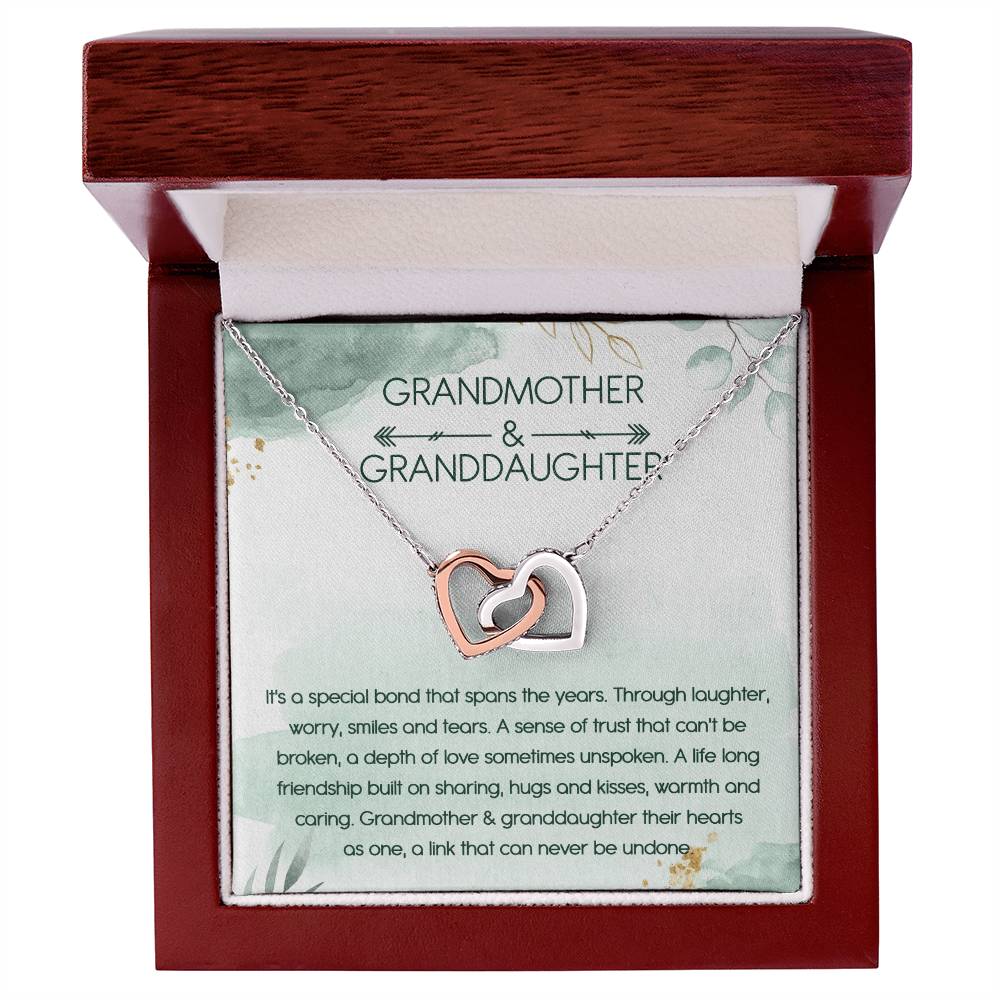 Grandmother & Granddaughter Interlocking Hearts Necklace Message Card