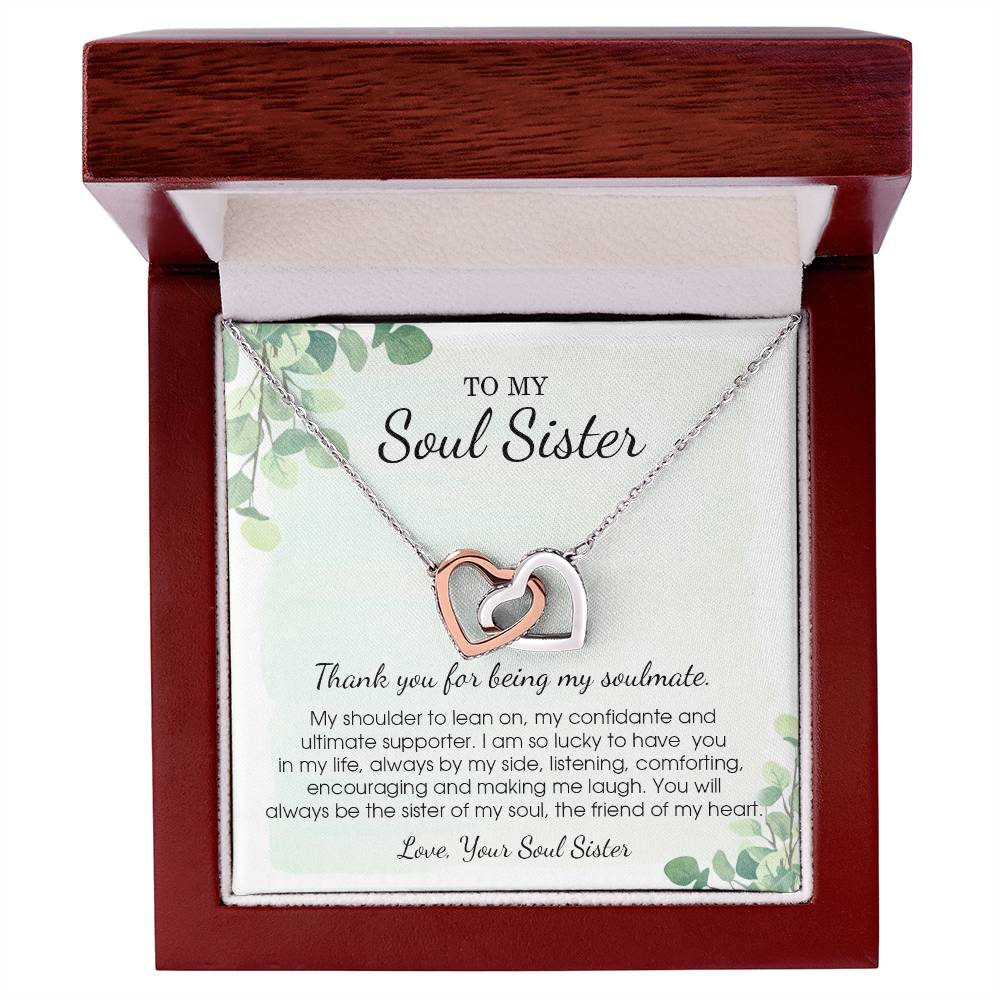 To My Soul Sister Necklace Friendship Necklace To Soul Sister Unbiological Sister - Bff Gifts For Birthday Interlocking Hearts Necklace