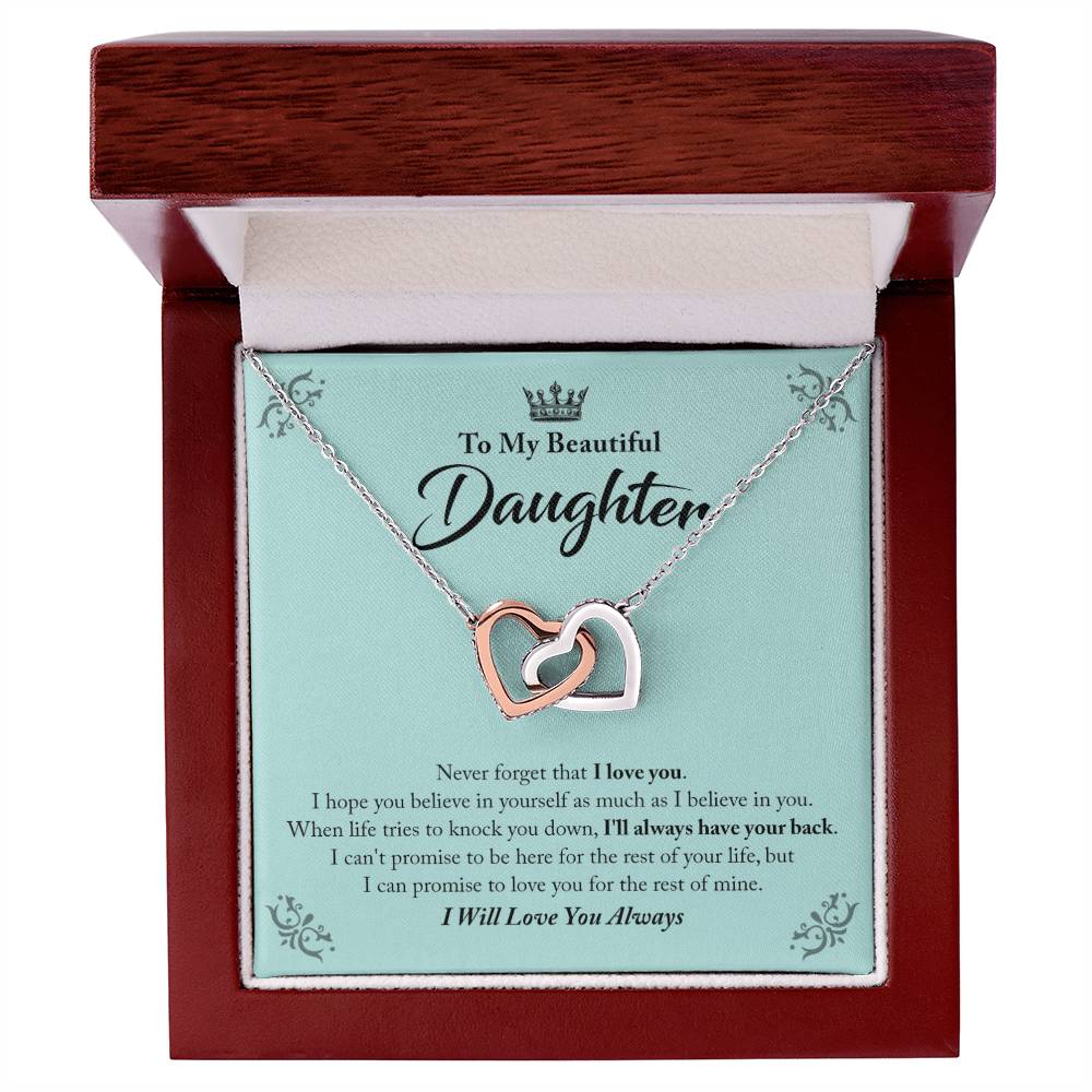 My Beautiful Daughter - I'Ll Always Have Your Back Interlocking Hearts Necklace