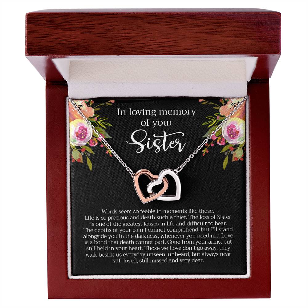 Loving Memory Sister Necklace Interlocking Hearts Necklace