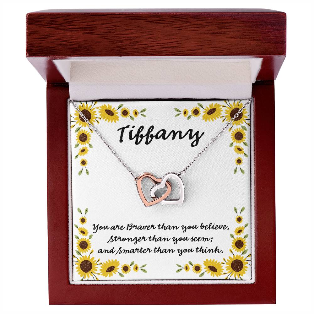 You Are Braver Than You Believe Interlocking Hearts Necklace