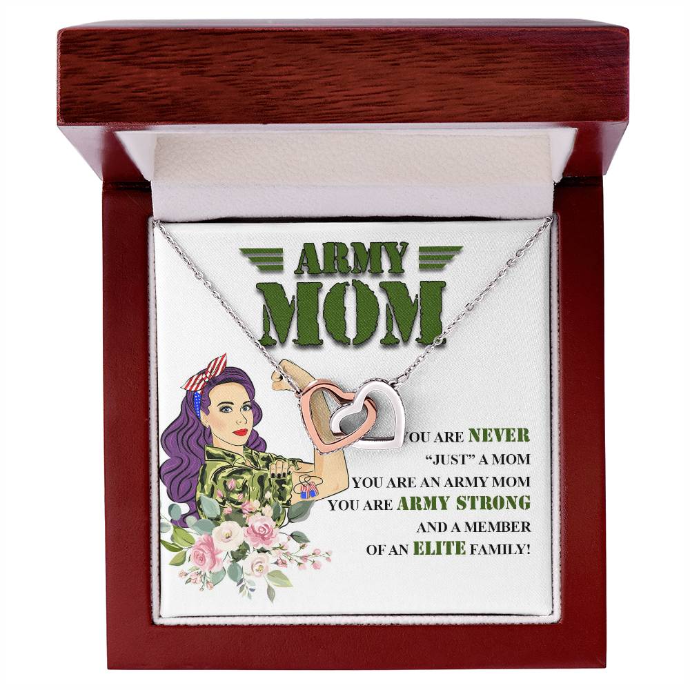Army Mom Gift - Strong Mom - The Interlocking Heart Necklace Interlocking Hearts Necklace