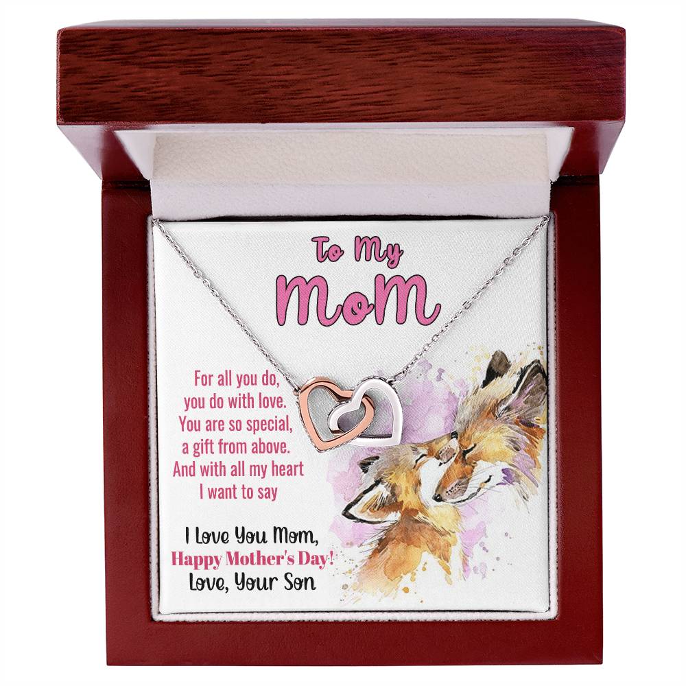 To My Mom Mother'S Day Gift Linked Hearts Necklace From Son Interlocking Hearts Necklace