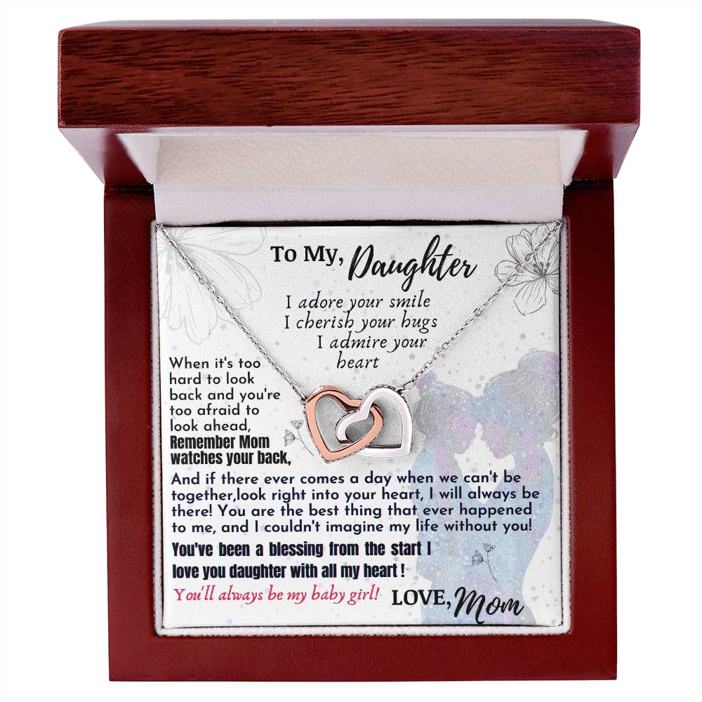 To My Daughter- Interlocking Hearts Necklace