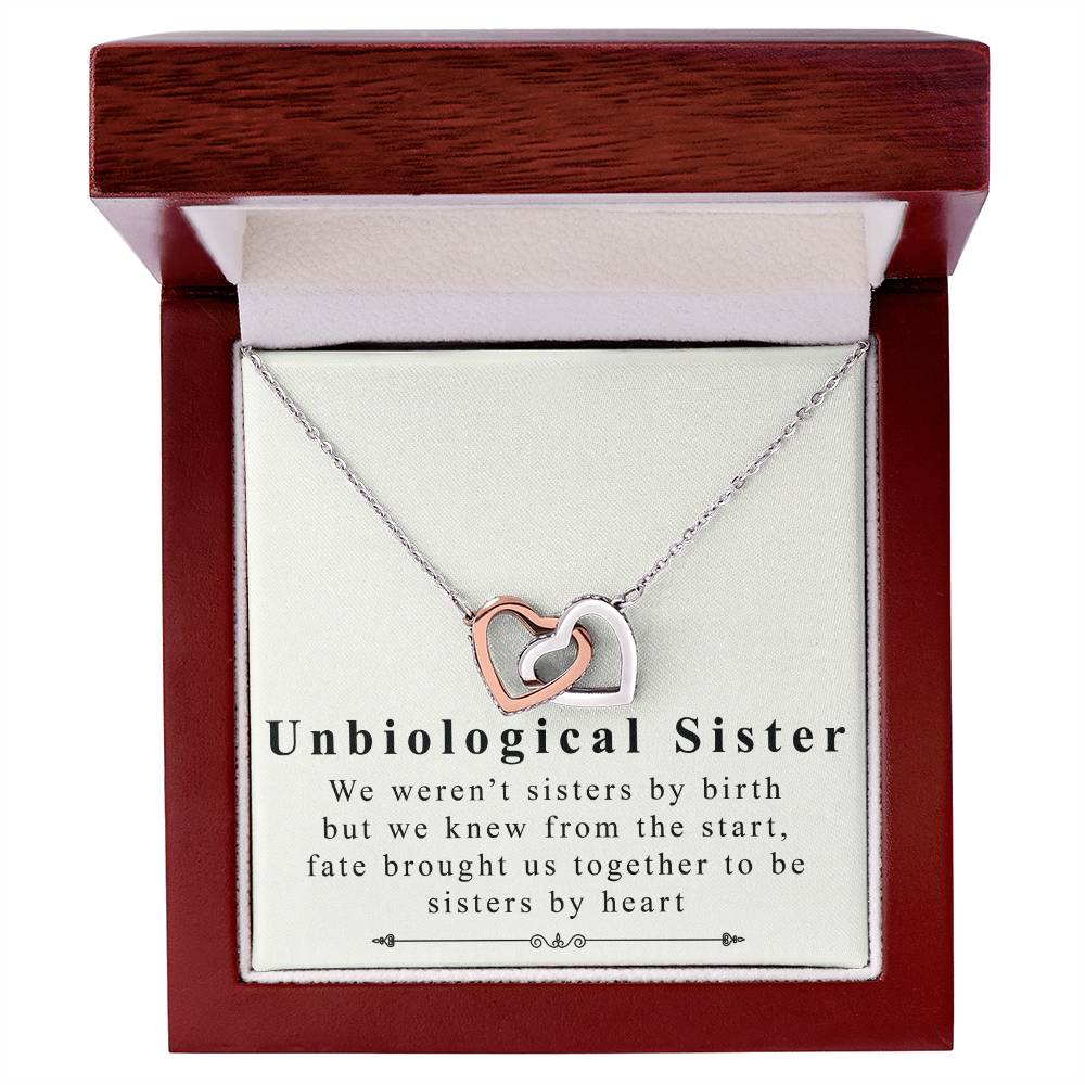 To Unbiological Sister - Interlocking Heart Necklace Interlocking Hearts Necklace