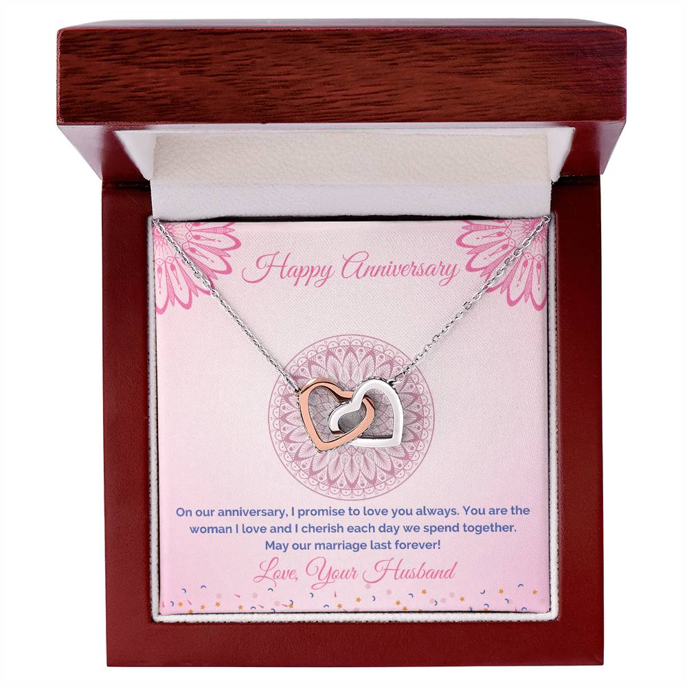 Anniversary Gift For Wife Interlocking Hearts Necklace