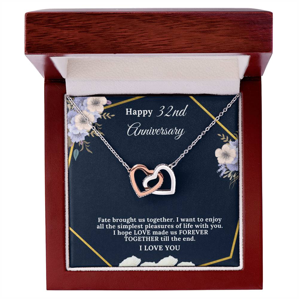 32 Year Anniversary Gift For Wife 32 Years Together For 32Nd Anniversary Anniversary Gift For Anniversary For Her Two Hearts Necklace Interlocking Hearts Necklace