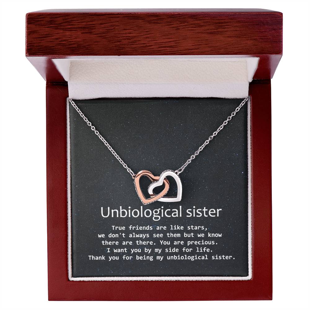 Unbiological Sister Necklace Soul Sister Sorority Sister Sister In Law Necklace Interlocking Hearts Necklace