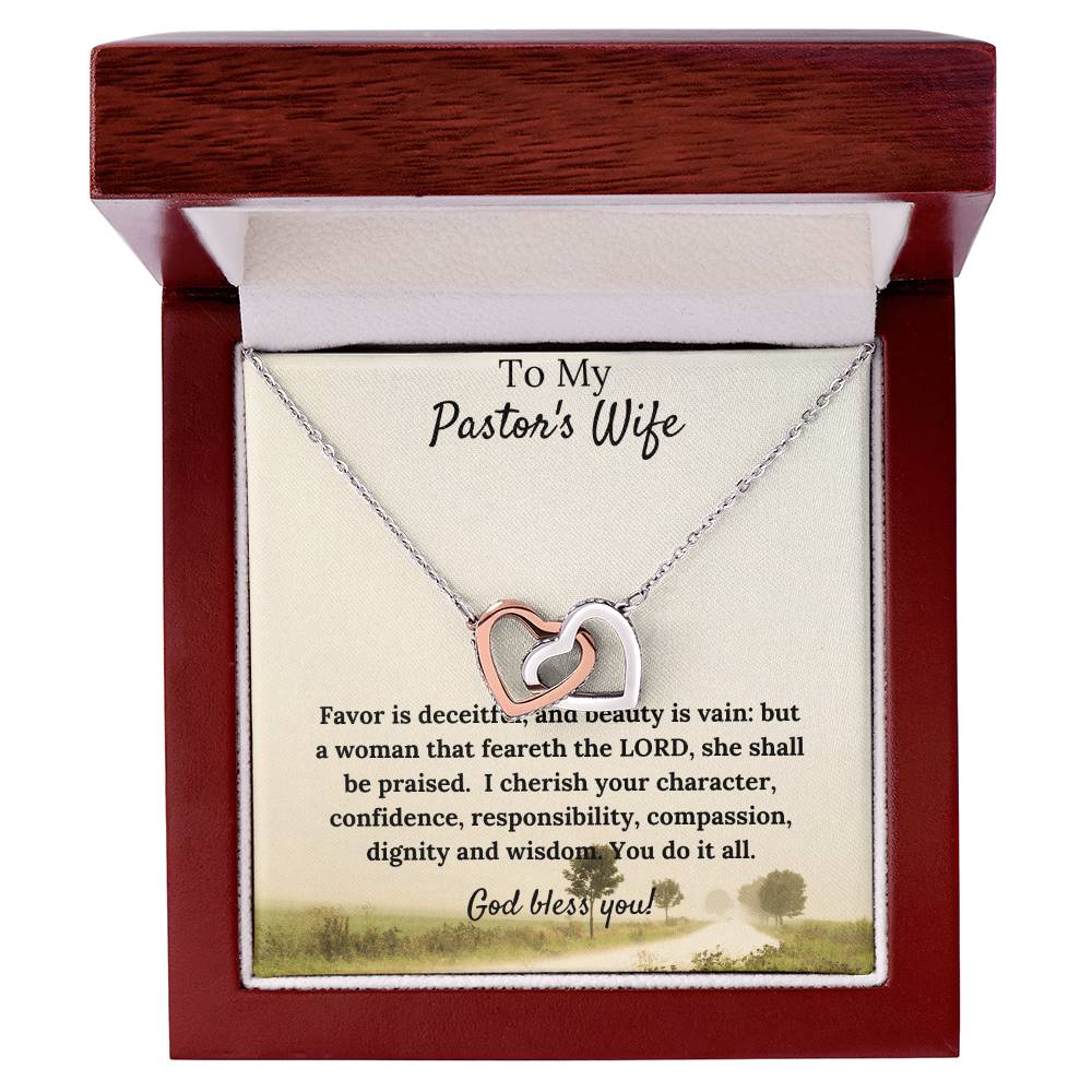 Gorgeous Two Hearts Necklace Pastor'S Wife Gift Interlocking Hearts Necklace