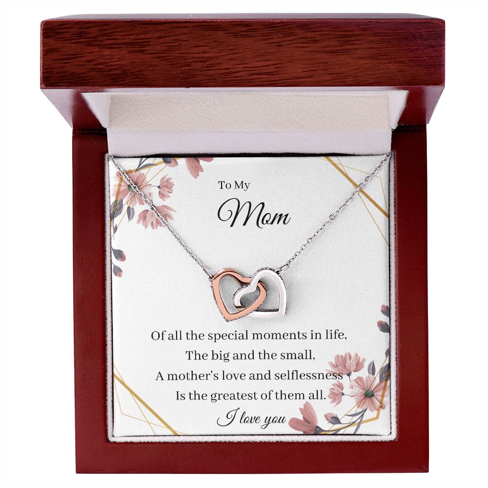 To My Mom From Son Daughter Gift Anniversary Graduation Mothers Day Birthday Interlocking Hearts Necklace