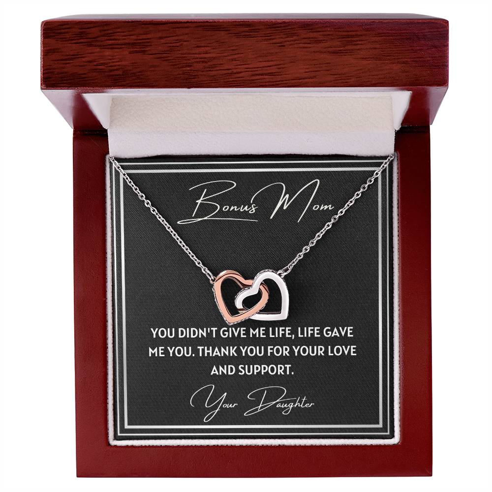 Bonus Mom 2 Interlocking Hearts Necklace