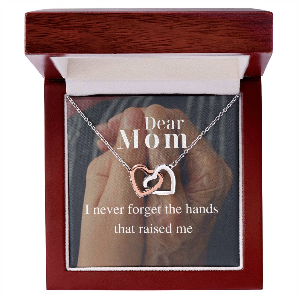 I Never Forget The Hands That Raised Me - Interlocking Necklace Interlocking Hearts Necklace