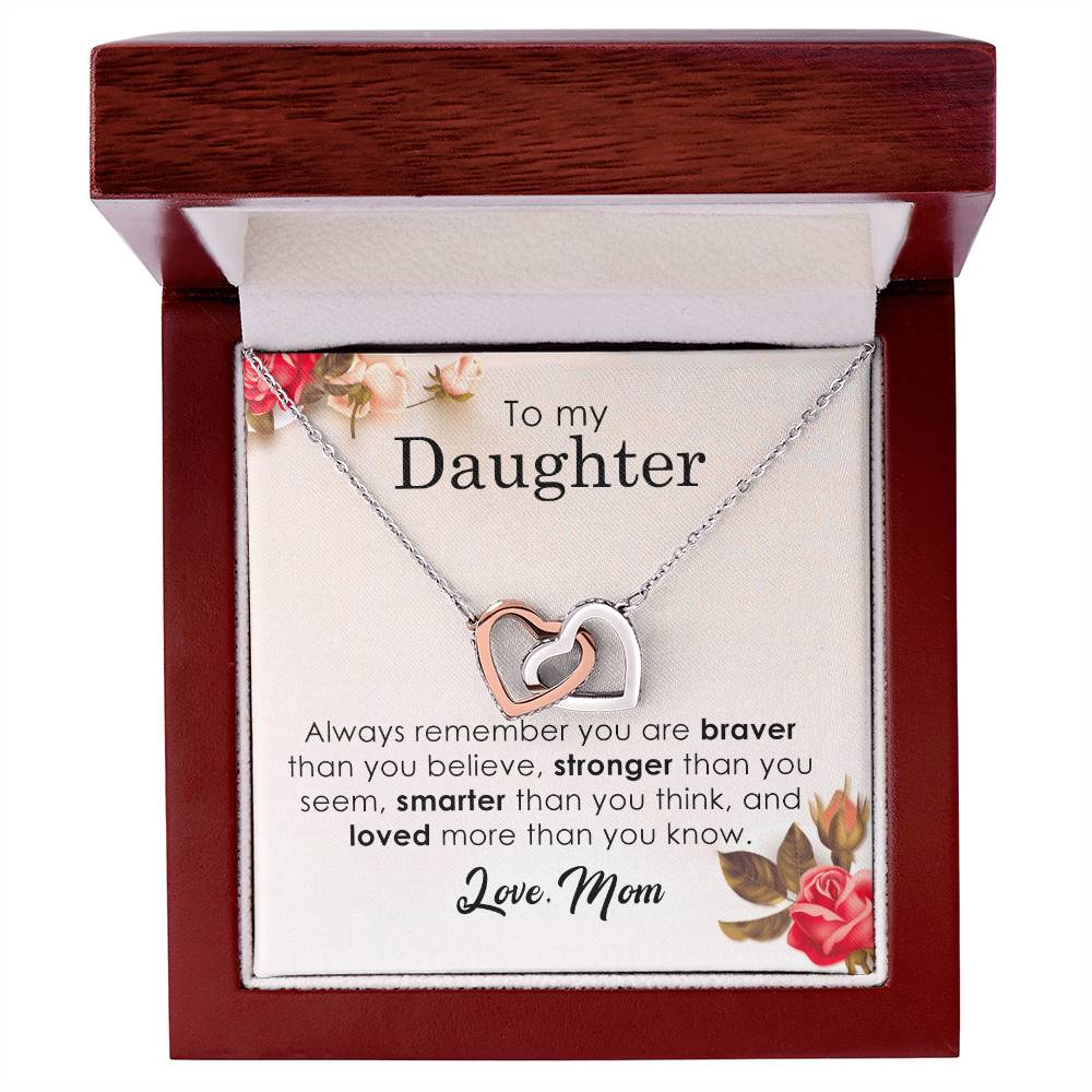 To My Daughter - Interlocking Heart Necklace Interlocking Hearts Necklace