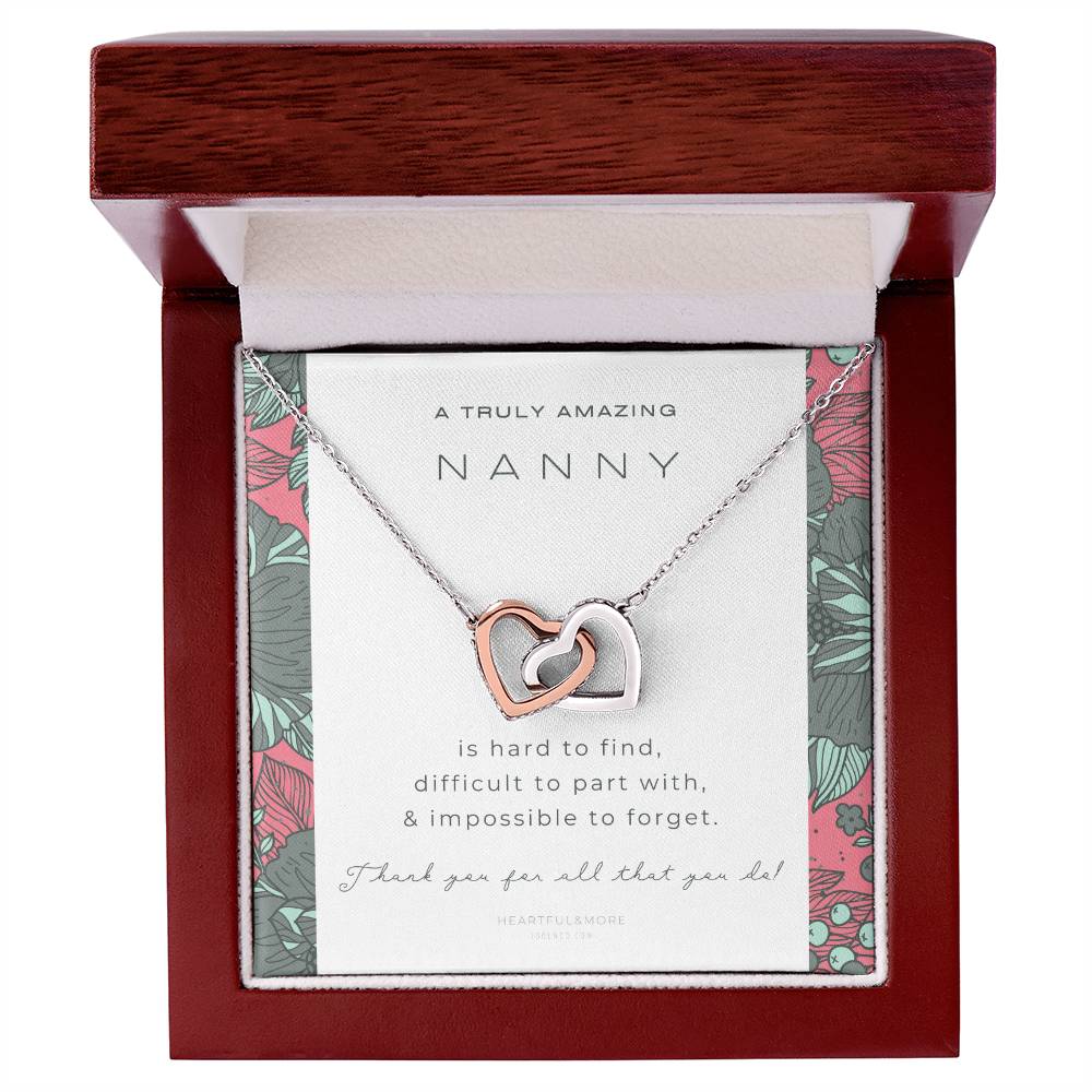 Nanny Appreciation Necklace Gift Nanny Thank You Gift Thank You Nanny Gift For Nanny Leaving A Truly Amazing Babysitter Gift Best Nanny Interlocking Hearts Necklace