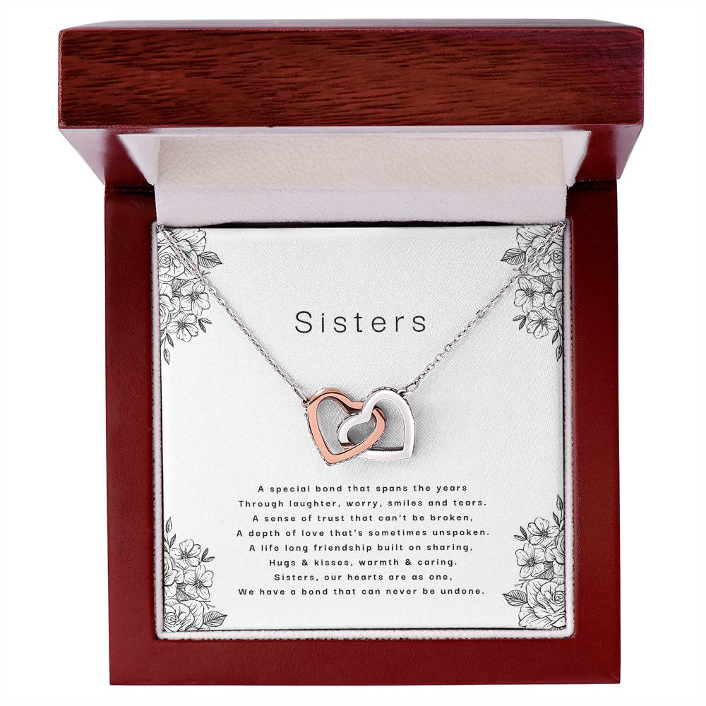 Sisters - An Unbreakable Bond Interlocking Hearts Necklace
