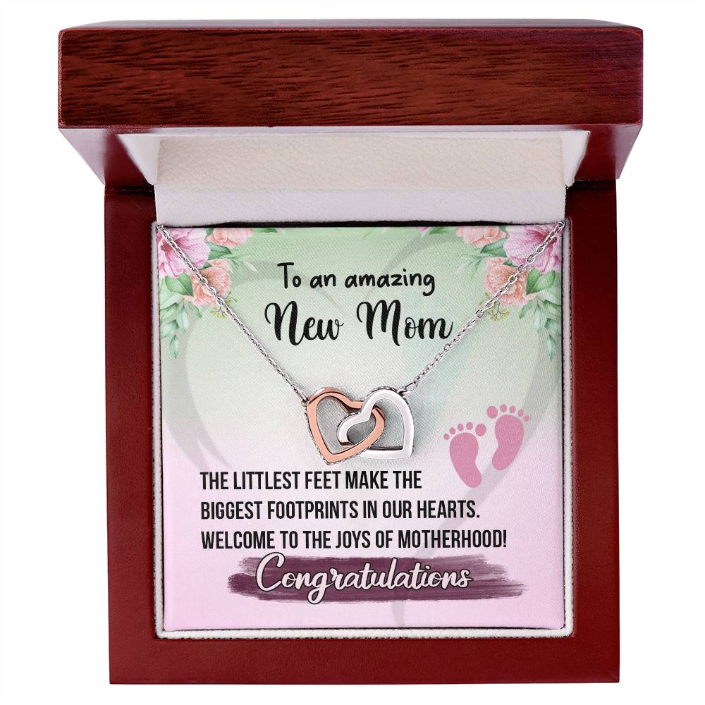 To An Amazing Mom- Gift For New Mom Interlocking Hearts Necklace