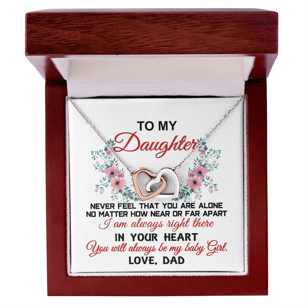 To My Daughter - Love Dad Interlocking Hearts Necklace