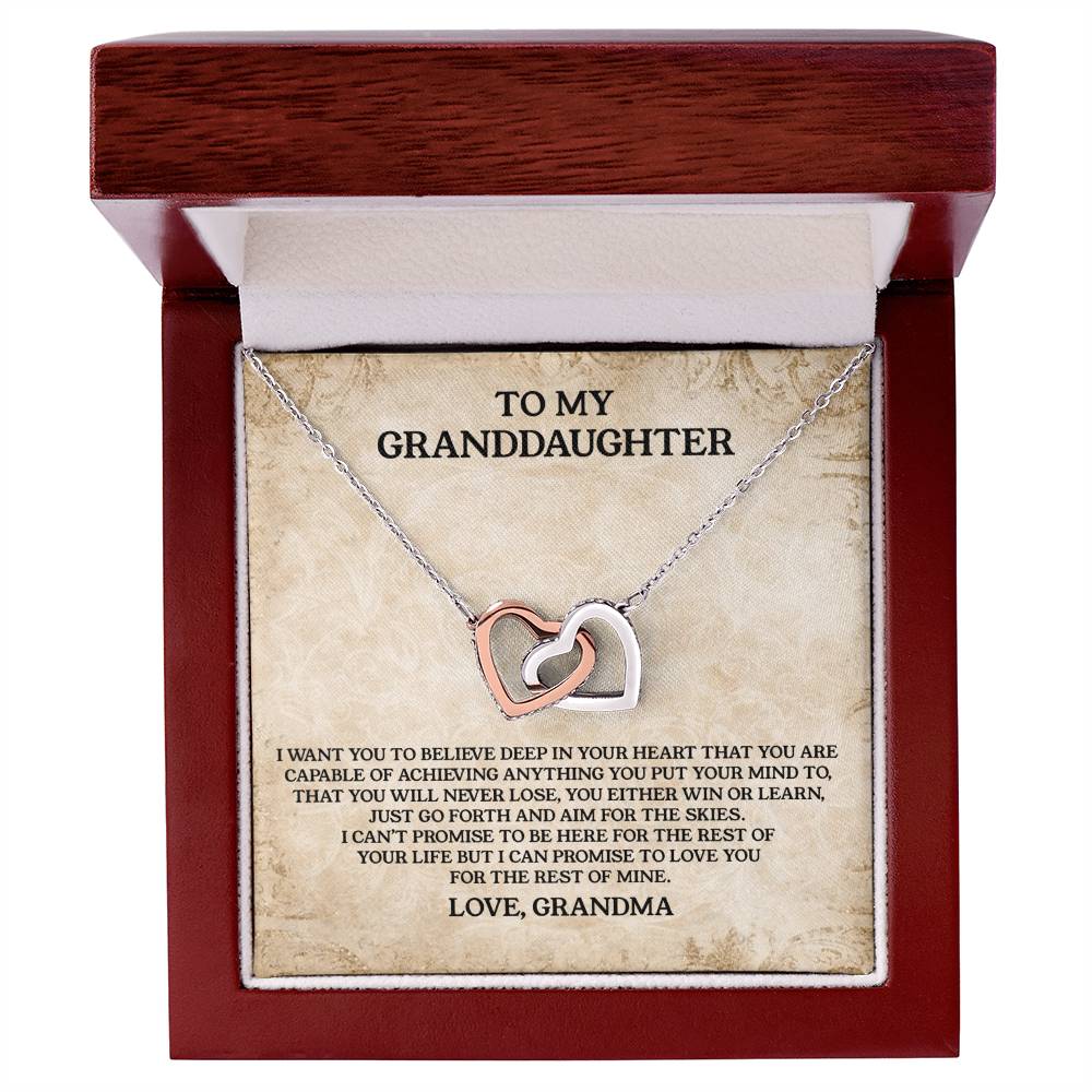 To My Granddaughter - Love Grandma Interlocking Hearts Necklace