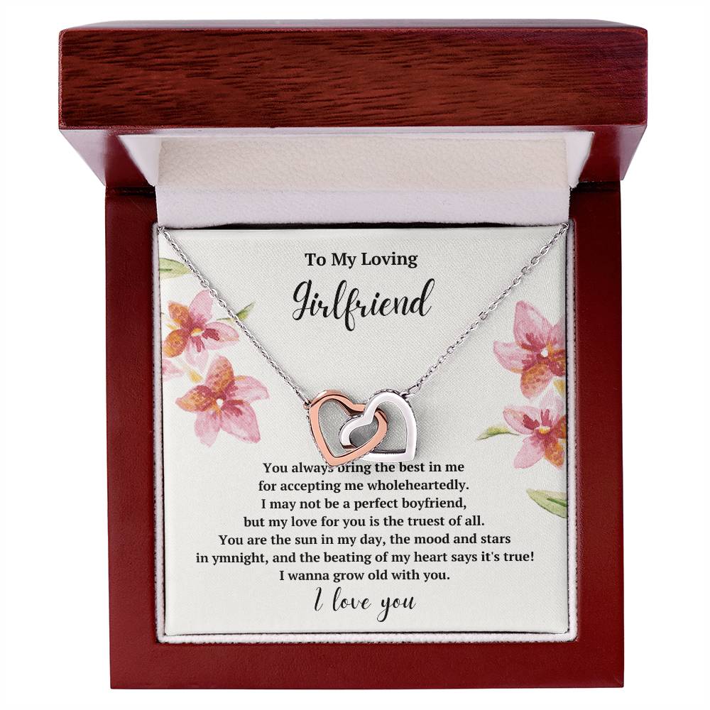 To My Loving Girlfriend Grow Old With You Interlocked Hearts Necklace Interlocking Hearts Necklace
