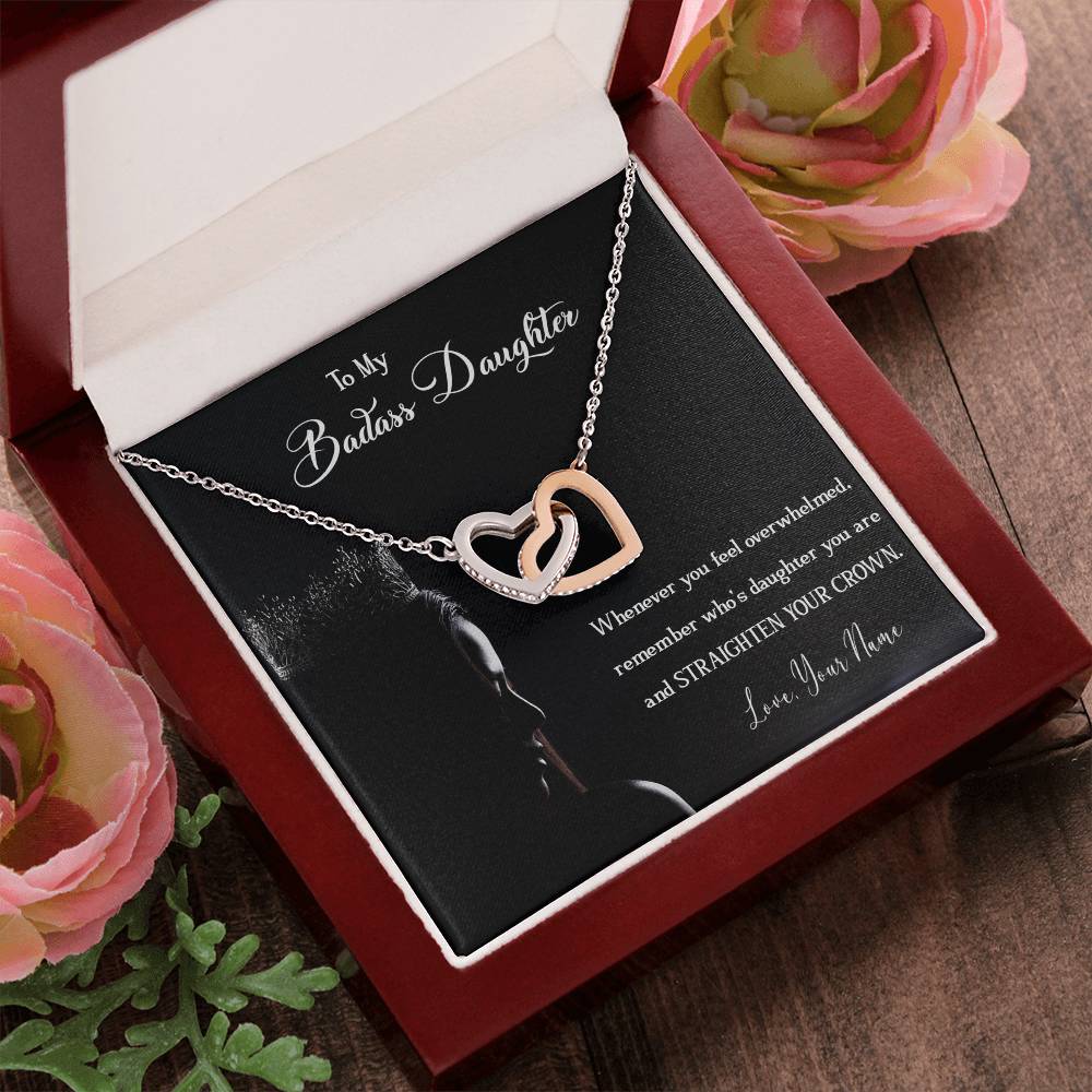 To My Badass Daughter Badass Daughter Necklace Gift For Daughter Necklace To My Badass Daughter Daughter Birthday Interlocking Hearts Necklace