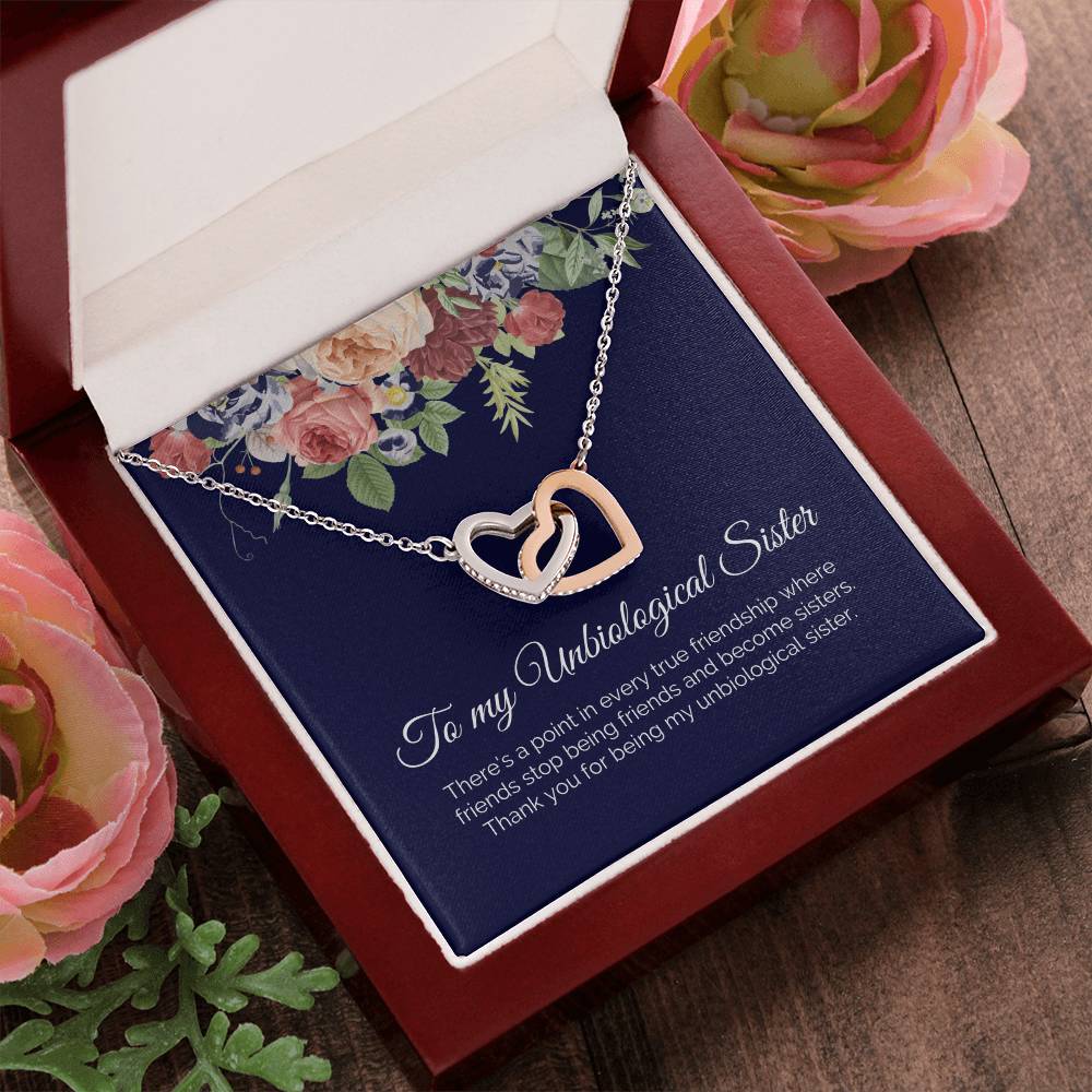 To My Unbiological Sister True Friendship Interlocked Hearts Necklace Interlocking Hearts Necklace