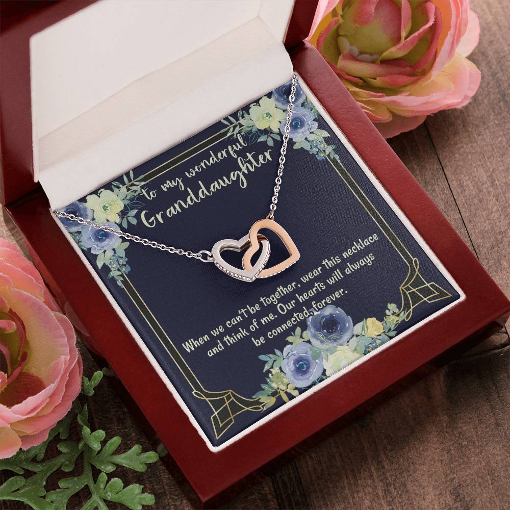 To My Wonderful Granddaughter Our Hearts Will Always Be Connected Necklace Gift From Grandmother Gift From Grandfather Interlocking Hearts Necklace