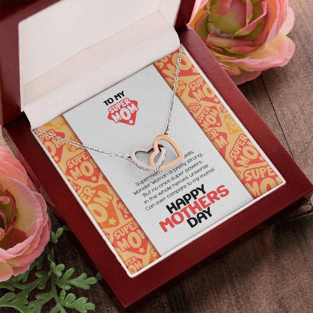 Super Mom Mothers Day Gift Necklace Interlocking Hearts Necklace