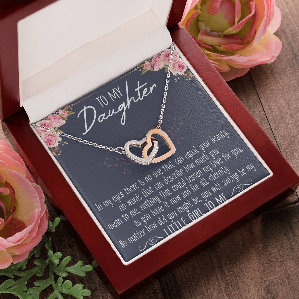To My Daughter Interlocking Hearts Necklace Message Card