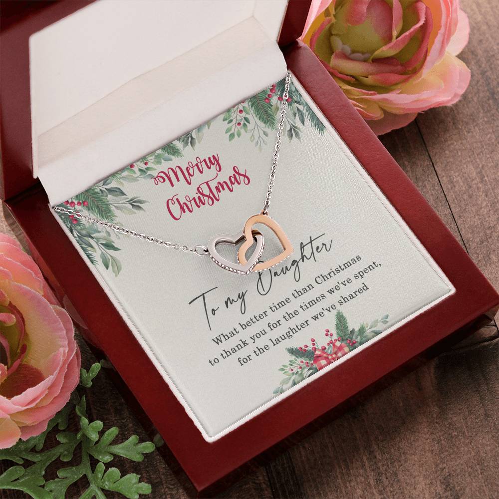 To My Daughter Interlocking Hearts Necklace Message Card
