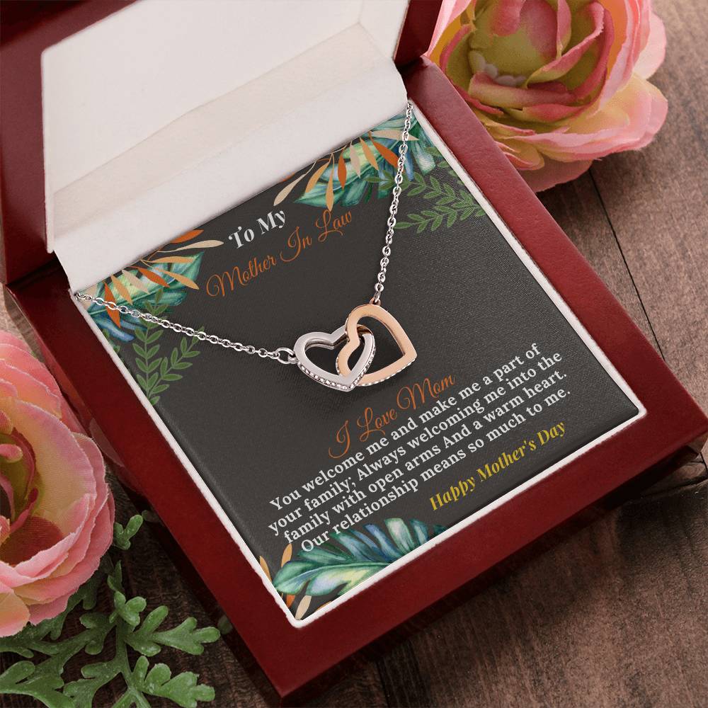 To My Loving Mother In Law-Happy Mother'S Day Interlocking Hearts Necklace