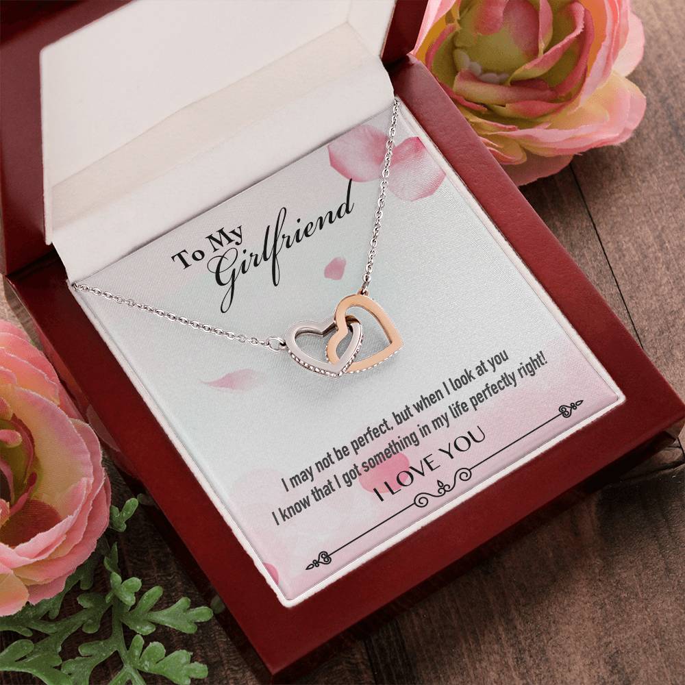 To My Girlfriend Forever Love - Interlocking Heart Necklace Interlocking Hearts Necklace