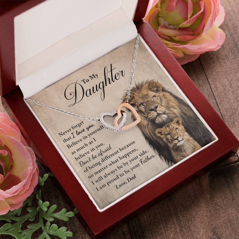 My Daughter - Believe In Yourself - Necklace Interlocking Hearts Necklace