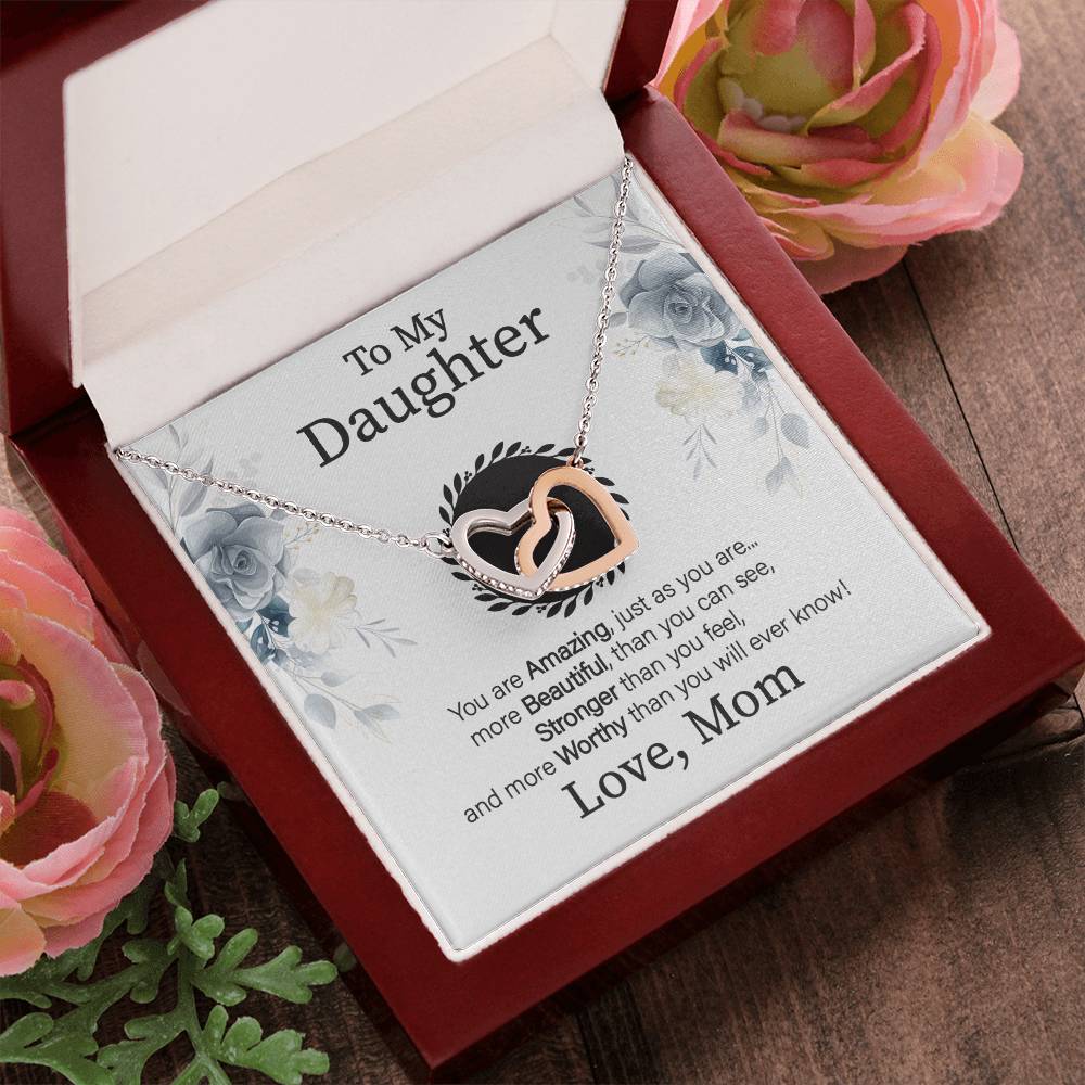 To My Daughter - You Are More Beautiful Than You See - Necklace Interlocking Hearts Necklace