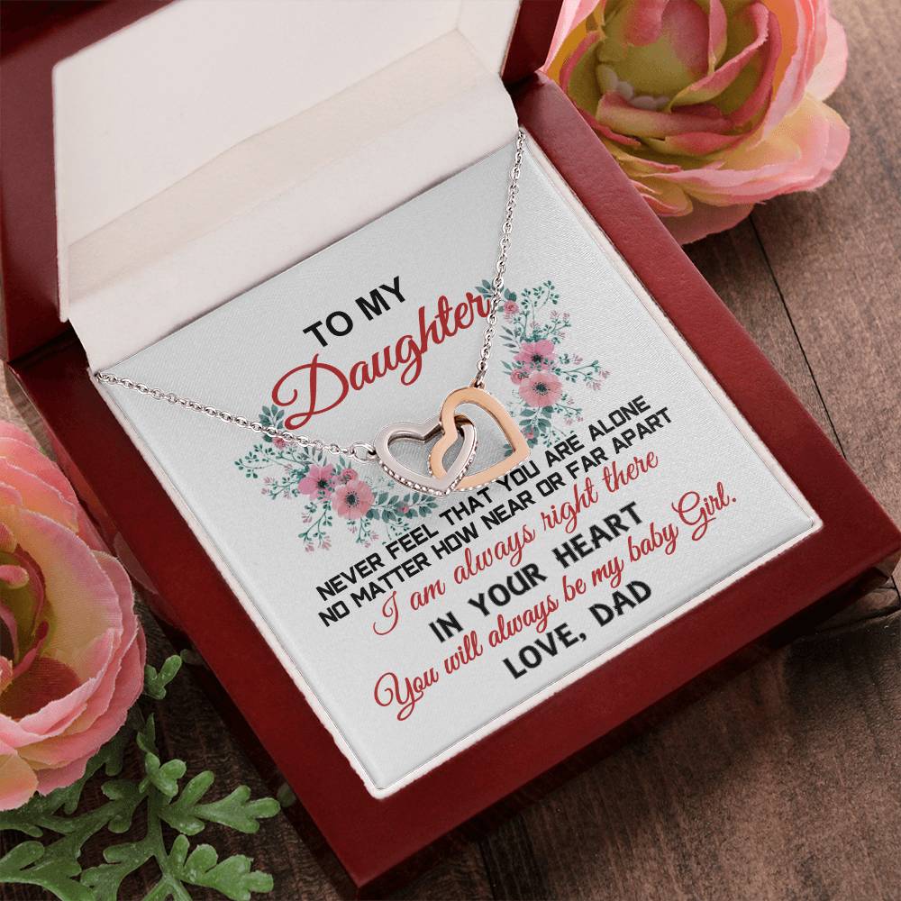 To My Daughter - Love Dad Interlocking Hearts Necklace
