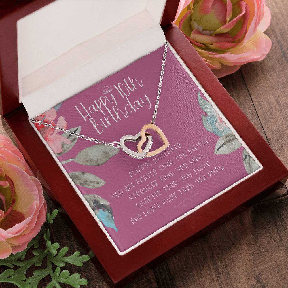 10Th Birthday Gift For Girl Birthday Gift For 10 Year Old Tenth Birthday Birthday Gift Little Girl Personalized Necklace Heart Necklace Interlocking Hearts Necklace