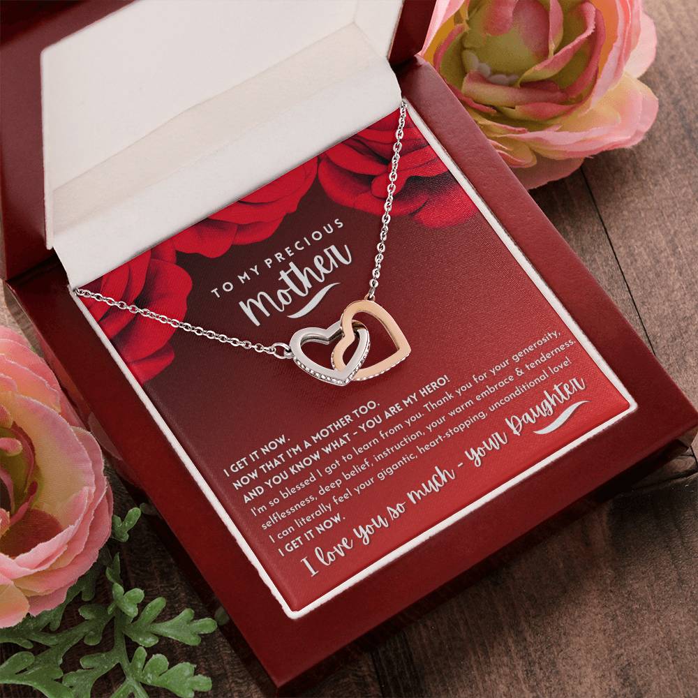 To My Precious Mother From Daughter - Never-Ending Love Necklace Interlocking Hearts Necklace